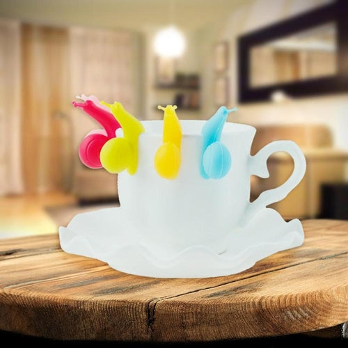 10Pcs Cute Snail Shape Silicone Tea Bag Holder Cup
