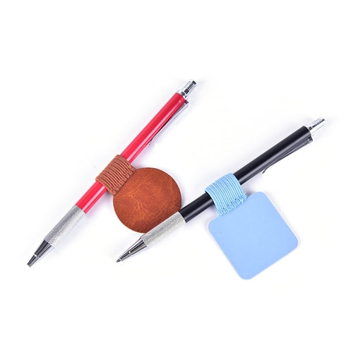 1PC Multifunction PU Leather Pen Clip Holder Stick