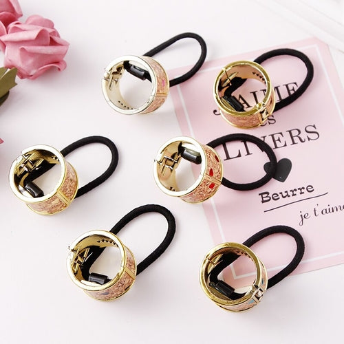 1PC New Women Love Plastic Ponytail Holder Elastic