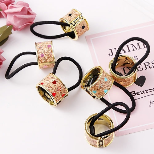 1PC New Women Love Plastic Ponytail Holder Elastic