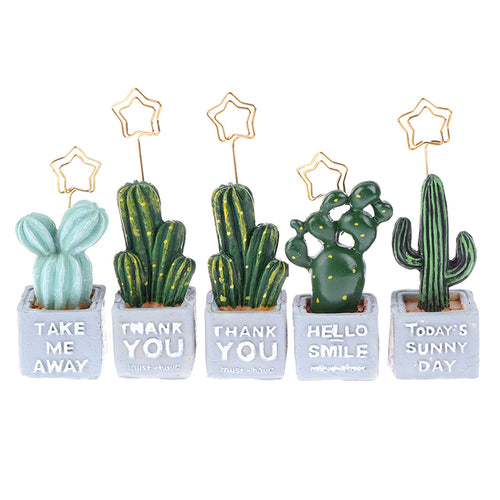 1pc Cut Card Holder Cactus Resin Plant Decoration