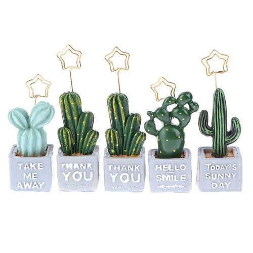 1pc Cut Card Holder Cactus Resin Plant Decoration