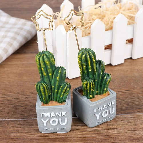 1pc Cut Card Holder Cactus Resin Plant Decoration