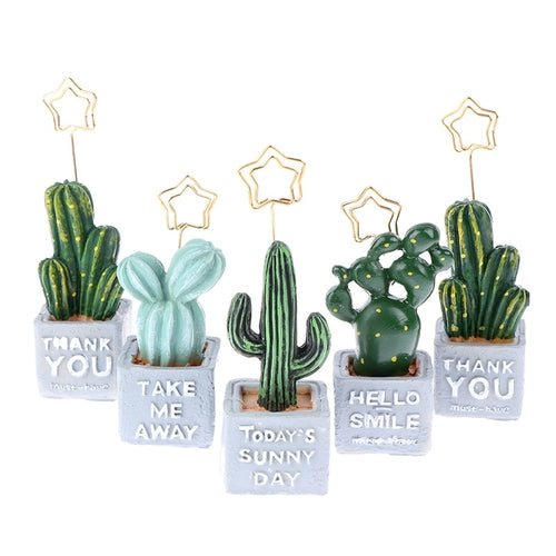 1pc Cut Card Holder Cactus Resin Plant Decoration