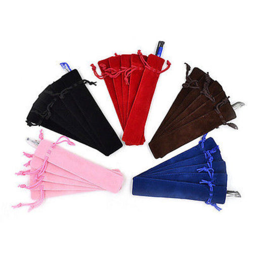 5Pcs Rope Locking Gift Bag Velvet Pen Pouch Holder